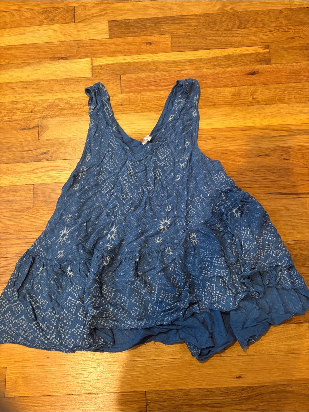 Free People Blue Embroidered Eyelet Tank Camisole